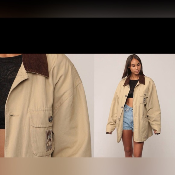 Mickey Mouse Walt Disney Utility  Cargo Tan Jacket Retro Large Reduced Price - Picture 1 of 16